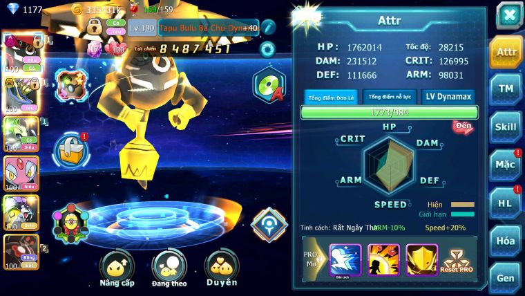 Mã : #TTS6853 - S1783 - V10 - Tapu Bulu Dnm Xerm Bc Celebi Raikou Zflare nhiều pet ht