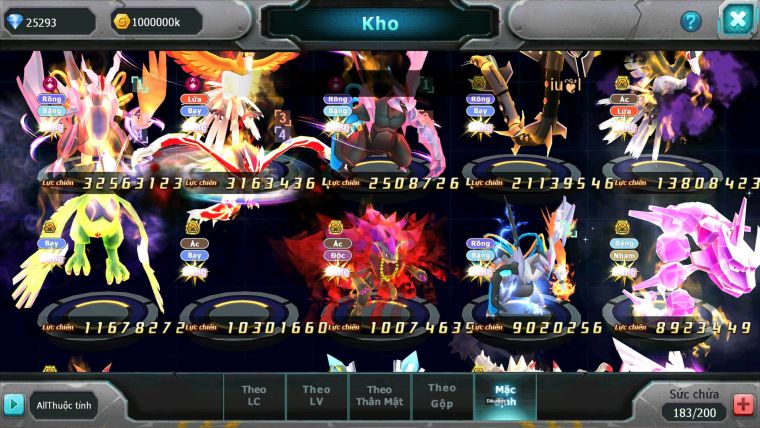 Mã : #TTS6865 - S1165 - BXH : 9 - V15 - 25K KC - White Black Ho-oh CHD Rayquaza Drak ho-oh Yvetal Btaa Rắn Băng Bc Nhiều Pet Ht