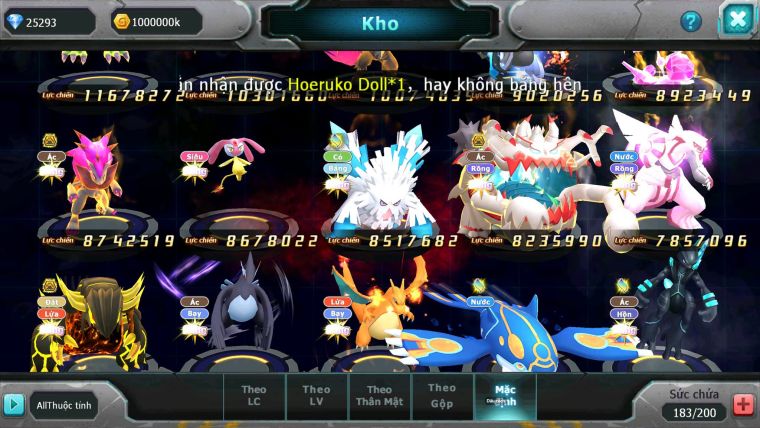 Mã : #TTS6865 - S1165 - BXH : 9 - V15 - 25K KC - White Black Ho-oh CHD Rayquaza Drak ho-oh Yvetal Btaa Rắn Băng Bc Nhiều Pet Ht