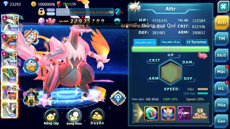 Mã : #TTS6865 - S1165 - BXH : 9 - V15 - 25K KC - White Black Ho-oh CHD Rayquaza Drak ho-oh Yvetal Btaa Rắn Băng Bc Nhiều Pet Ht
