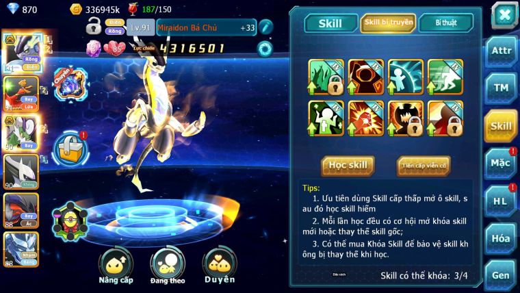 Mã : #TTS6863 - S1916 - BXH : 2 ALL -  V14 - Miraidon Bá Chủ Ho-oh Thần Gio ST Rắn Băng Nhiều Pet Ht