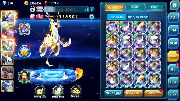 Mã : #TTS6863 - S1916 - BXH : 2 ALL -  V14 - Miraidon Bá Chủ Ho-oh Thần Gio ST Rắn Băng Nhiều Pet Ht