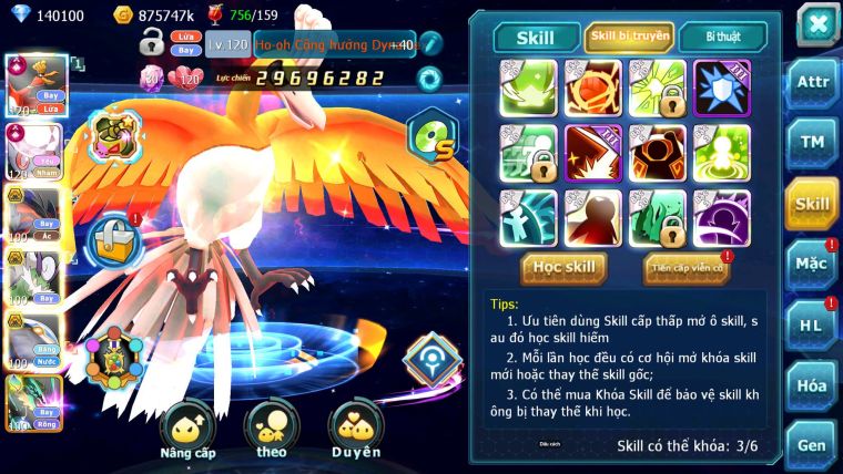 Mã : #TTS6883 - S1428 - BXH : 35 - 2K8 Sách V12 140K KC - Ho-oh & Diancie CHD Yvetal Thần gió cặp cá bc rắn băng bc nhiều pet ht