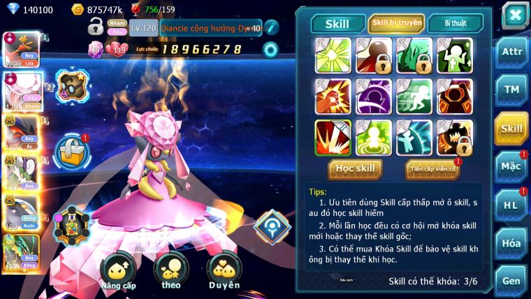 Mã : #TTS6883 - S1428 - BXH : 35 - 2K8 Sách V12 140K KC - Ho-oh & Diancie CHD Yvetal Thần gió cặp cá bc rắn băng bc nhiều pet ht