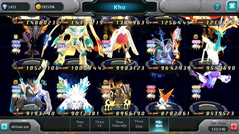 Mã : #TTS6891 - S905 - V13 - BXH: 4-5 - Ho-oh & Diancie CHD Palkia & Yvetal CH Cặp Cá Bá chủ Nhiều Pet HT Bá Chủ