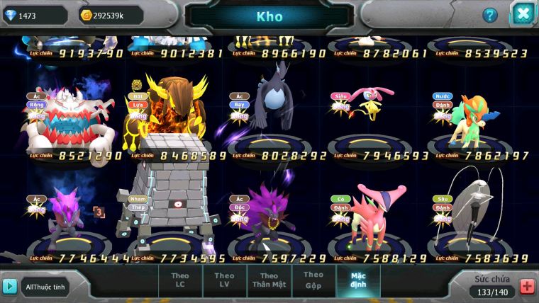 Mã : #TTS6891 - S905 - V13 - BXH: 4-5 - Ho-oh & Diancie CHD Palkia & Yvetal CH Cặp Cá Bá chủ Nhiều Pet HT Bá Chủ