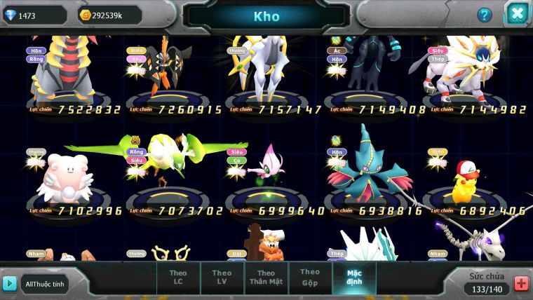 Mã : #TTS6891 - S905 - V13 - BXH: 4-5 - Ho-oh & Diancie CHD Palkia & Yvetal CH Cặp Cá Bá chủ Nhiều Pet HT Bá Chủ