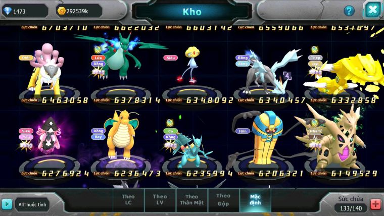 Mã : #TTS6891 - S905 - V13 - BXH: 4-5 - Ho-oh & Diancie CHD Palkia & Yvetal CH Cặp Cá Bá chủ Nhiều Pet HT Bá Chủ
