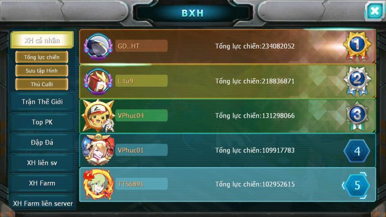 Mã : #TTS6891 - S905 - V13 - BXH: 4-5 - Ho-oh & Diancie CHD Palkia & Yvetal CH Cặp Cá Bá chủ Nhiều Pet HT Bá Chủ