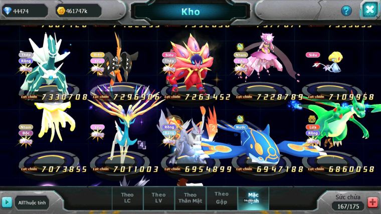 Mã : #TTS7003 - S958 - BXH : 4 - 9099S - 44K KC - V13 - Ho-oh CHD Palkia & Yvetal CH Vua Khiên BC Cặp Lati Bc