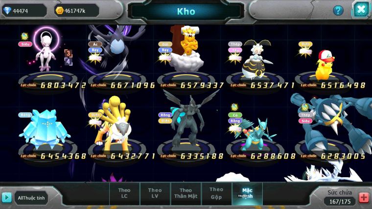 Mã : #TTS7003 - S958 - BXH : 4 - 9099S - 44K KC - V13 - Ho-oh CHD Palkia & Yvetal CH Vua Khiên BC Cặp Lati Bc