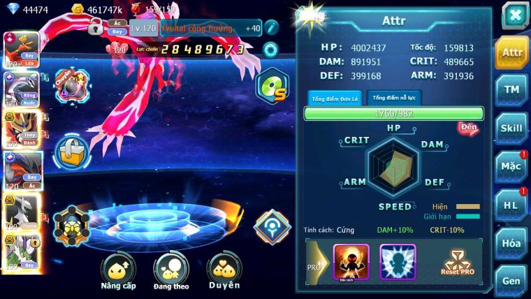Mã : #TTS7003 - S958 - BXH : 4 - 9099S - 44K KC - V13 - Ho-oh CHD Palkia & Yvetal CH Vua Khiên BC Cặp Lati Bc