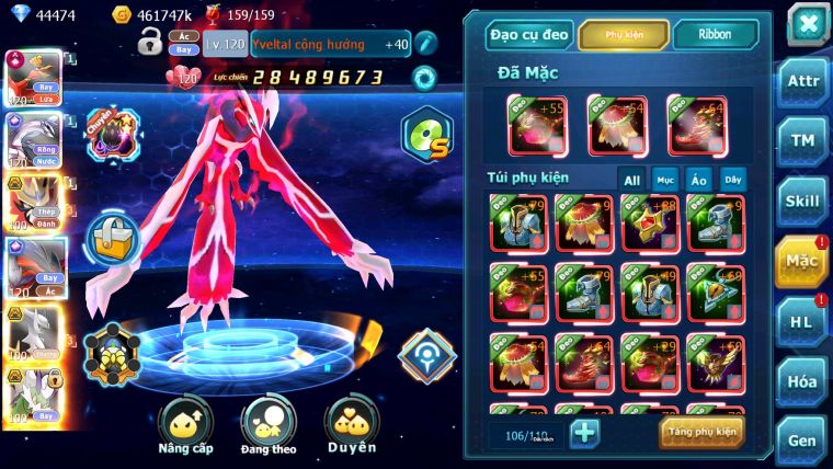 Mã : #TTS7003 - S958 - BXH : 4 - 9099S - 44K KC - V13 - Ho-oh CHD Palkia & Yvetal CH Vua Khiên BC Cặp Lati Bc