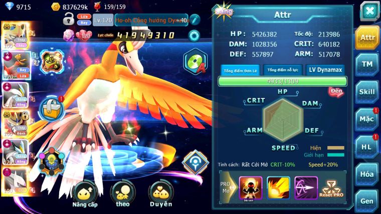 Mã : #TTS7002 - S944 - BXH: 5 - V16 - 1141S - Kiếm Khiên Bc Ho-oh WB CHD Sáng Thế Dnm Nhiều Pet Bc Pet Meta