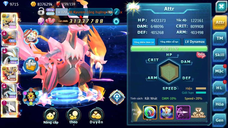 Mã : #TTS7002 - S944 - BXH: 5 - V16 - 1141S - Kiếm Khiên Bc Ho-oh WB CHD Sáng Thế Dnm Nhiều Pet Bc Pet Meta