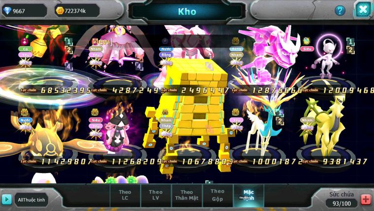 Mã : #TTS7001 - S1266 - BXH3 - Top4-8 C20 -  1775S - Tapu Bulu Cực Khủng Diancie + Palkia Max Nhiều Pet HT Bc