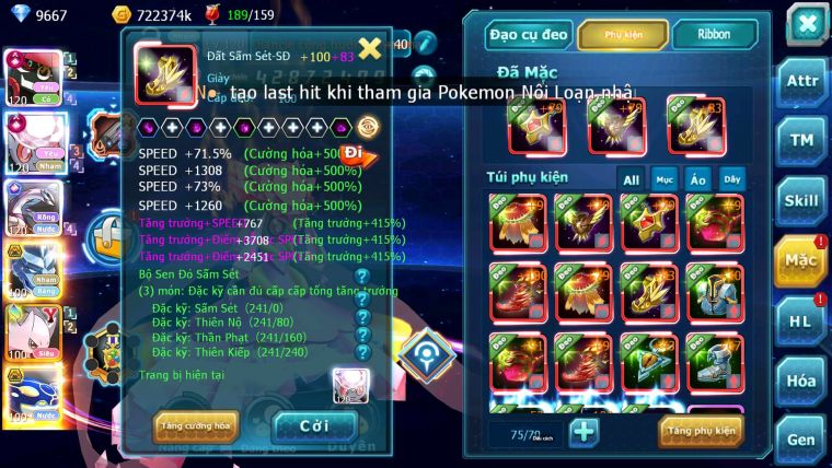 Mã : #TTS7001 - S1266 - BXH3 - Top4-8 C20 -  1775S - Tapu Bulu Cực Khủng Diancie + Palkia Max Nhiều Pet HT Bc