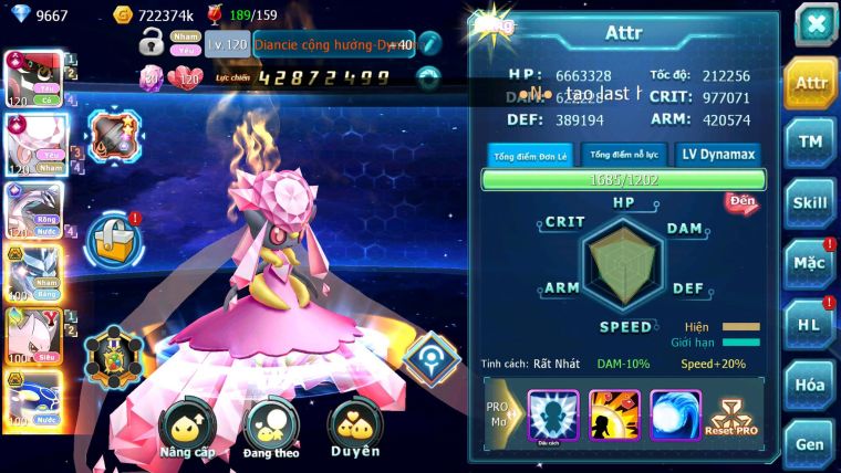 Mã : #TTS7001 - S1266 - BXH3 - Top4-8 C20 -  1775S - Tapu Bulu Cực Khủng Diancie + Palkia Max Nhiều Pet HT Bc