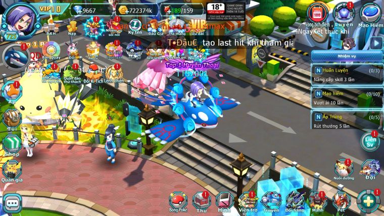 Mã : #TTS7001 - S1266 - BXH3 - Top4-8 C20 -  1775S - Tapu Bulu Cực Khủng Diancie + Palkia Max Nhiều Pet HT Bc