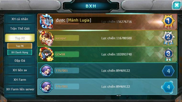 Mã : #TTS7001 - S1266 - BXH3 - Top4-8 C20 -  1775S - Tapu Bulu Cực Khủng Diancie + Palkia Max Nhiều Pet HT Bc