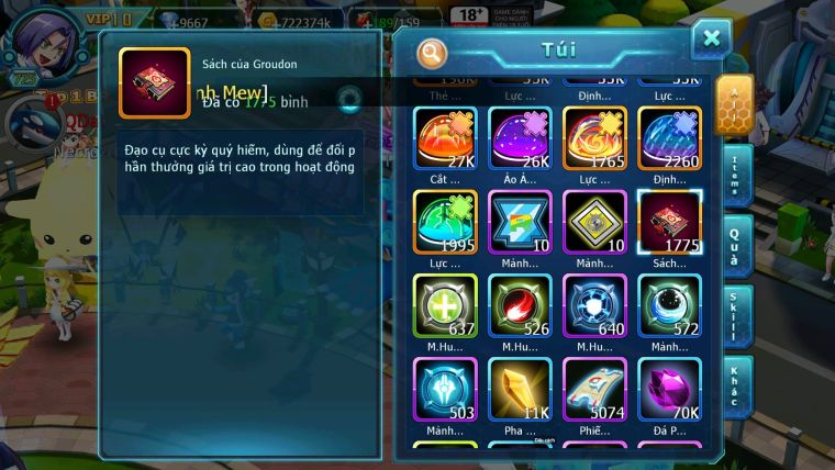 Mã : #TTS7001 - S1266 - BXH3 - Top4-8 C20 -  1775S - Tapu Bulu Cực Khủng Diancie + Palkia Max Nhiều Pet HT Bc