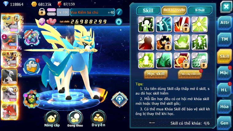 Mã : #TTS7009 - S1542 - BXH : 7 - 118K KC - 4K9 Sách - V15 - Vua Kiếm& Khiên Bc Ho-oh CHD Arc Thép Mew giáp Bc Nhiều Pet Ht Đc + 9 Thép