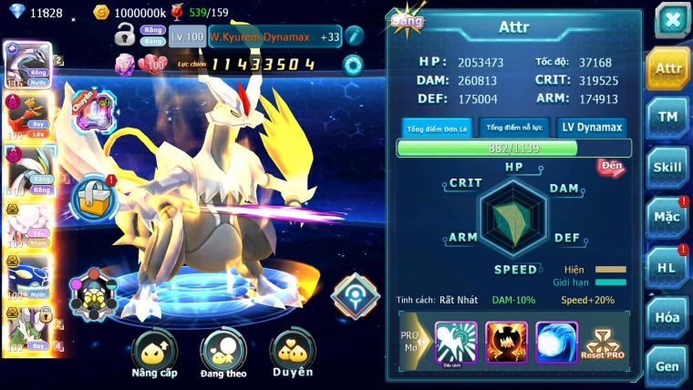 Mã : #TTS7012 - S957 - BXH : 15 - 11K8 KC - Pal Cộng Hưởng Full SS Ho-oh White Dnm Nhiều Pet Bá Chủ