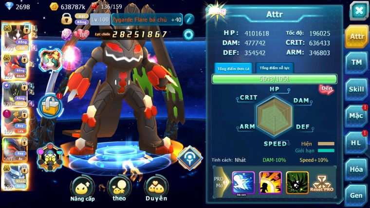 Mã : #TTS7025 - S1448 - BXH : 13 - V15 - 2527S ZFlare Bá Chủ Koraidon Bc Z100 CH Ho-oh Dnm Rắn Băng Bc Thần Gio Bc