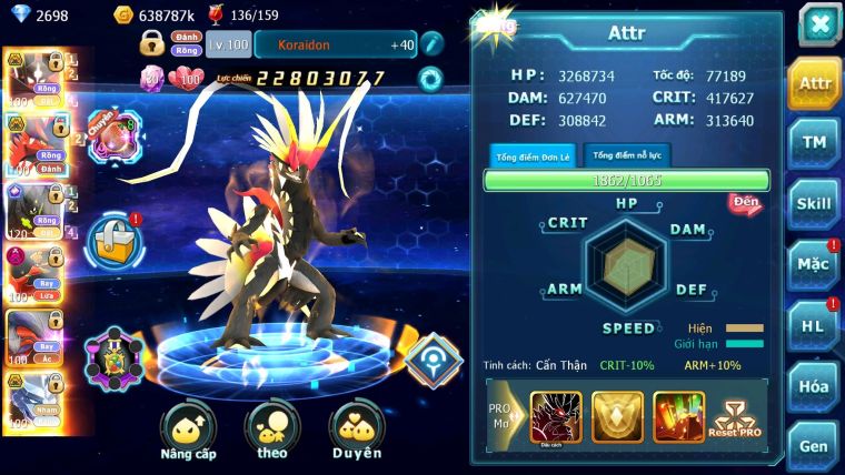 Mã : #TTS7025 - S1448 - BXH : 13 - V15 - 2527S ZFlare Bá Chủ Koraidon Bc Z100 CH Ho-oh Dnm Rắn Băng Bc Thần Gio Bc