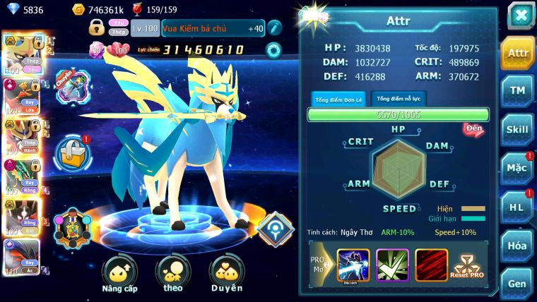 Mã : #TTS7024 - S1322 - BXH: 10 - V15 - 1128S - Vua Kiếm Khiên Bá Chủ Ho-oh CHD Yvetal CH Ray Dnm Cặp Z100 Bá Chủ
