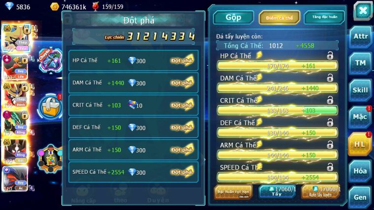 Mã : #TTS7024 - S1322 - BXH: 10 - V15 - 1128S - Vua Kiếm Khiên Bá Chủ Ho-oh CHD Yvetal CH Ray Dnm Cặp Z100 Bá Chủ
