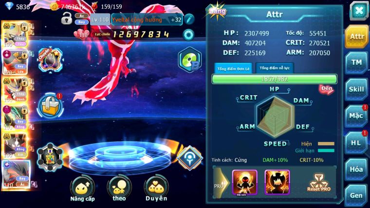 Mã : #TTS7024 - S1322 - BXH: 10 - V15 - 1128S - Vua Kiếm Khiên Bá Chủ Ho-oh CHD Yvetal CH Ray Dnm Cặp Z100 Bá Chủ