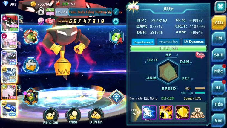 Mã : #TTS7023 - S1266 - BXH : 3 - Top6-8/C20 - V10 - Tapu Bulu CHD Cực Khủng Diancie CHD Palkia CH Build Mạnh