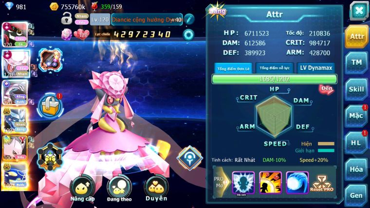 Mã : #TTS7023 - S1266 - BXH : 3 - Top6-8/C20 - V10 - Tapu Bulu CHD Cực Khủng Diancie CHD Palkia CH Build Mạnh