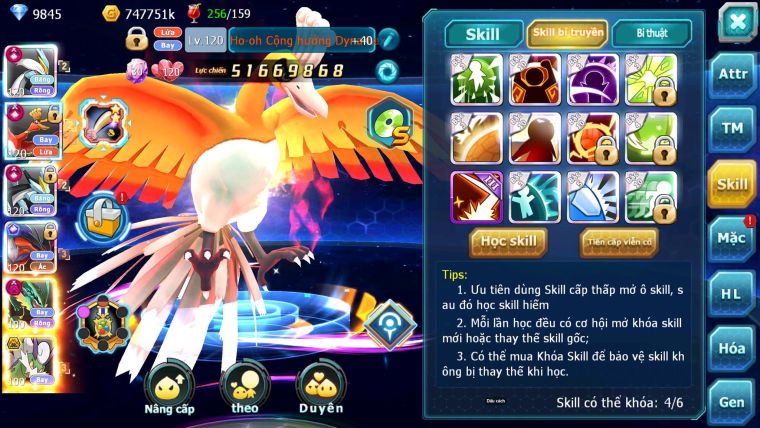Mã : #TTS7022 - S804 - BXH : 3 - TOP6-8/C13 - V15 - WB & Ho-oh CHD Yvetal CH Rayquaza Dnm Nhiều Pet BC