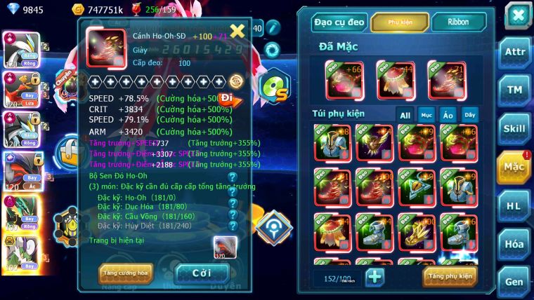 Mã : #TTS7022 - S804 - BXH : 3 - TOP6-8/C13 - V15 - WB & Ho-oh CHD Yvetal CH Rayquaza Dnm Nhiều Pet BC