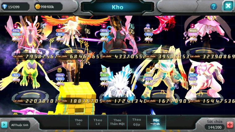 Mã : #TTS7028 - S511 - BXH: 1-2 - Top2/C8 - V20 - 4095S - 154K KC - White & Black &Ho-oh & Diancie & Lugia & Yvetal Max Trạng Thái Nhiều Pet Nạp