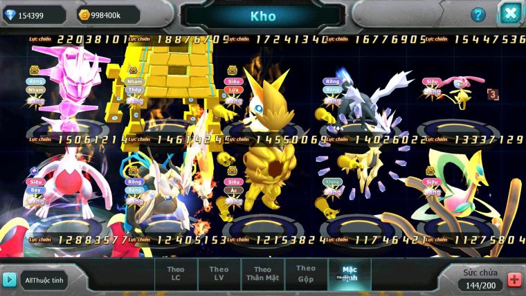Mã : #TTS7028 - S511 - BXH: 1-2 - Top2/C8 - V20 - 4095S - 154K KC - White & Black &Ho-oh & Diancie & Lugia & Yvetal Max Trạng Thái Nhiều Pet Nạp