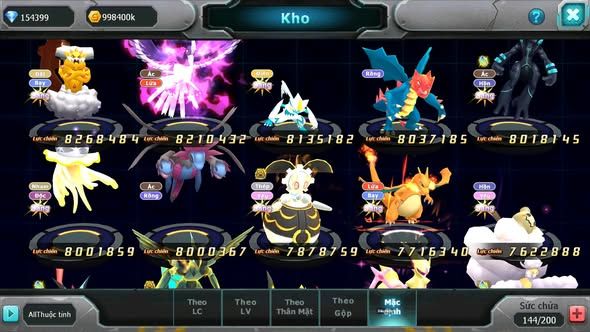 Mã : #TTS7028 - S511 - BXH: 1-2 - Top2/C8 - V20 - 4095S - 154K KC - White & Black &Ho-oh & Diancie & Lugia & Yvetal Max Trạng Thái Nhiều Pet Nạp