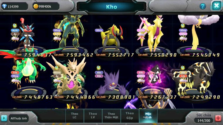 Mã : #TTS7028 - S511 - BXH: 1-2 - Top2/C8 - V20 - 4095S - 154K KC - White & Black &Ho-oh & Diancie & Lugia & Yvetal Max Trạng Thái Nhiều Pet Nạp