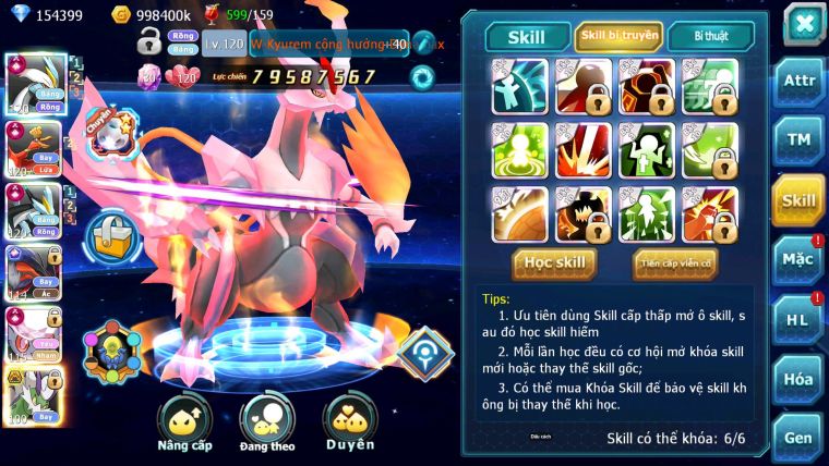 Mã : #TTS7028 - S511 - BXH: 1-2 - Top2/C8 - V20 - 4095S - 154K KC - White & Black &Ho-oh & Diancie & Lugia & Yvetal Max Trạng Thái Nhiều Pet Nạp
