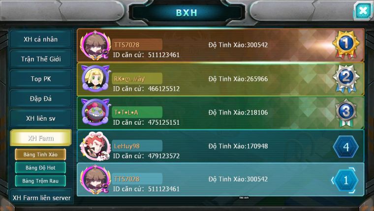 Mã : #TTS7028 - S511 - BXH: 1-2 - Top2/C8 - V20 - 4095S - 154K KC - White & Black &Ho-oh & Diancie & Lugia & Yvetal Max Trạng Thái Nhiều Pet Nạp