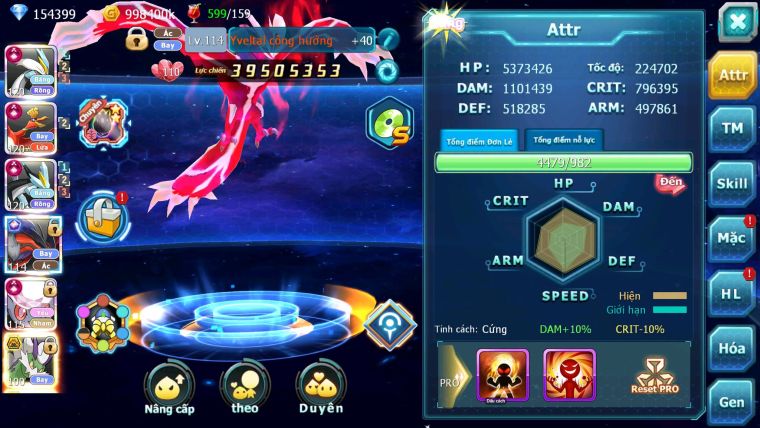 Mã : #TTS7028 - S511 - BXH: 1-2 - Top2/C8 - V20 - 4095S - 154K KC - White & Black &Ho-oh & Diancie & Lugia & Yvetal Max Trạng Thái Nhiều Pet Nạp