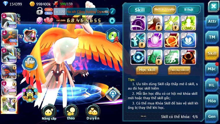 Mã : #TTS7028 - S511 - BXH: 1-2 - Top2/C8 - V20 - 4095S - 154K KC - White & Black &Ho-oh & Diancie & Lugia & Yvetal Max Trạng Thái Nhiều Pet Nạp