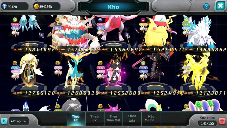 Mã : #TTS7042 - S650 - BXH: 3 - TOP3-4/C11 - 5K8 Sách - 100K KC - Ho-oh WB Diancie Yvetal Lugia Max Trạng Thái Meganec Nhiều Pet Khủng