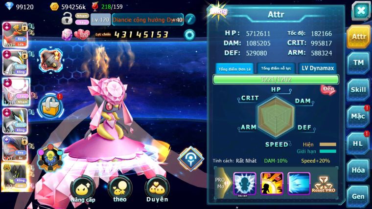 Mã : #TTS7042 - S650 - BXH: 3 - TOP3-4/C11 - 5K8 Sách - 100K KC - Ho-oh WB Diancie Yvetal Lugia Max Trạng Thái Meganec Nhiều Pet Khủng