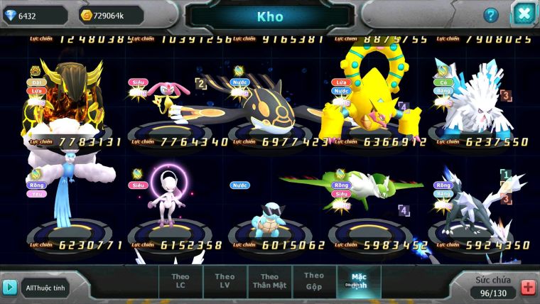 Mã : #TTS7041 - S1307 - V14 - BXH : 6PK - Black White Ho-oh CHD Palkia Yvetal Diancie Bc
