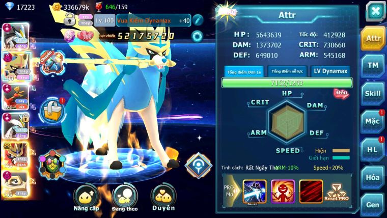 Mã : #TTS7036 - S979 - BXH: 2 - TOP3-4/C16 - V19 - 2148S - Black White Ho-oh CHD Vua Kiếm Dnm Khiên Bc Metal Dnm Nhiều Pet Bá Chủ