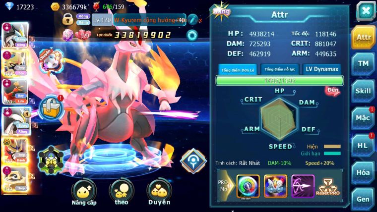 Mã : #TTS7036 - S979 - BXH: 2 - TOP3-4/C16 - V19 - 2148S - Black White Ho-oh CHD Vua Kiếm Dnm Khiên Bc Metal Dnm Nhiều Pet Bá Chủ