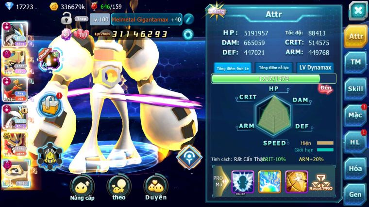 Mã : #TTS7036 - S979 - BXH: 2 - TOP3-4/C16 - V19 - 2148S - Black White Ho-oh CHD Vua Kiếm Dnm Khiên Bc Metal Dnm Nhiều Pet Bá Chủ